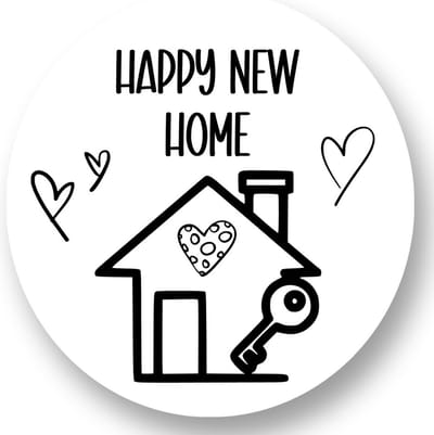 20x Nieuwe Woning Huis Stickers Housewarming - Samenwonen - Adreswijziging Sluitstickers - Uitnodiging Verhuizen - Nieuw huis - 40mm - Glossy stickers - Wensetiket - Sluitstickers - Zwart Wit