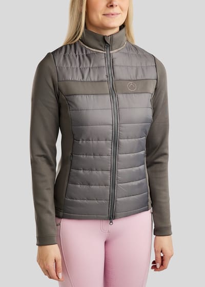 Montar SS26 MoLila Hybrid Jas met Champagne Kristalband en Kristallen Grijs S