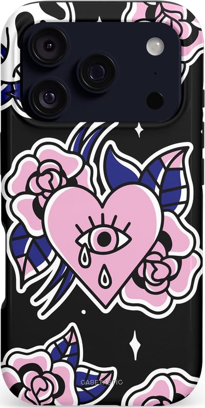 Casetastic hoesje geschikt voor Apple iPhone 17 Pro - MagSafe - Dubbellaagse bescherming - Eindeloze passie - Fashion Case - Zwart Grijs Lichtroze Wit