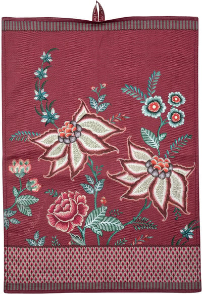 Pip Studio Theedoek - Flower Festival - donkerroze - topkwaliteit