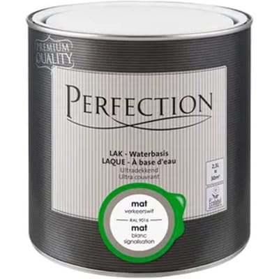 Perfection Lak Ultradekkend - Mat - Verkeerswit Ral 9016 - 2,5l