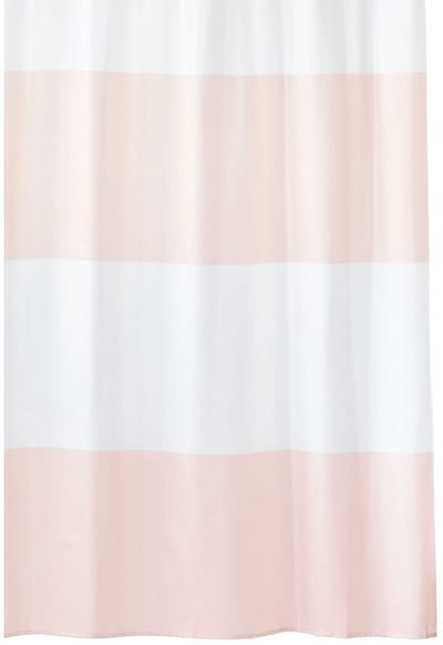 Allecto - Douchegordijn - Wasbaar - Premium kwaliteit - Lichtroze/wit - Badkamergordijn - 100% polyester - Geschikt voor binnen - 182,9 x 182,9 cm