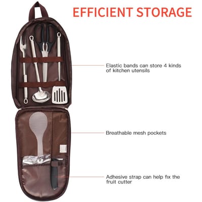 Draagbare Kookgerei Organizer Opbergtas Etui voor Buiten Reizen BBQ Kamperen Kookgerei Color A black
