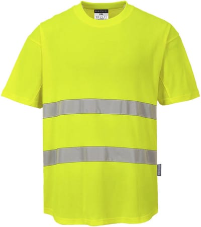 Portwest Hi-Vis Katoen Comfort Mesh Insert T-shirt S/S C394 - Geel - L