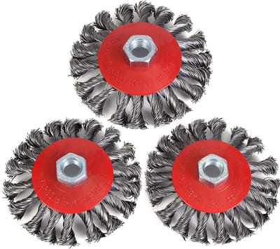 Hoekslijper 125 mm met Draadborstel M14, 5 Inch Borstel voor Schoonmaken en Ontroesten (3 Stuks)