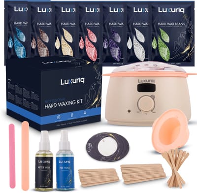 Luxuriq® Professionele Wax Apparaat - Inclusief 700 gram Hard Wax Bonen - Wax Beans Verwarmer - Wax Heater - Ontharing Set - Wax Set - Harsontharing - Waxverwarmer - Pre & After Wax - Siliconen Wax Sticks - Harsapparaat - Beige