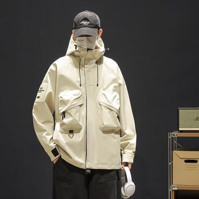 Veste de travail à capuche camouflage américaine pour hommes Automne Veste tendance de marque Beau Manteau décontracté ample Haut personnalisé XXXXL beige