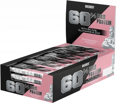 Weider 60% Protein Bar (24x45g) Strawberry Joghurt - Repen - Eiwit Repen
