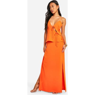 boohoo Dames Side Split Maxi Skirt | Oranje | Maat: 34