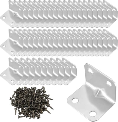 50 Stuks Versterkte Hoekbeugels voor Meubels 20 x 20 mm met 200 Schroeven voor Stevige Montage van Planken en Kasten