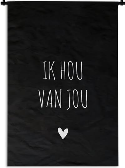 Wandkleed - Wanddoek - Spreuken - Ik hou van jou - Quotes - 60x90 cm - Wandtapijt