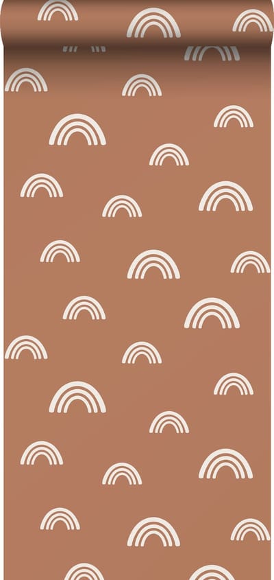 ESTAhome behang regenboogjes terracotta en wit - 53 cm x 10.05 m - 139383