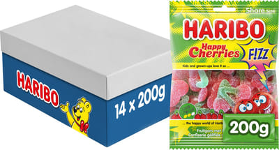 Haribo Happy Cherries F!ZZ - zuur snoep kersensmaak - 14 x 200g