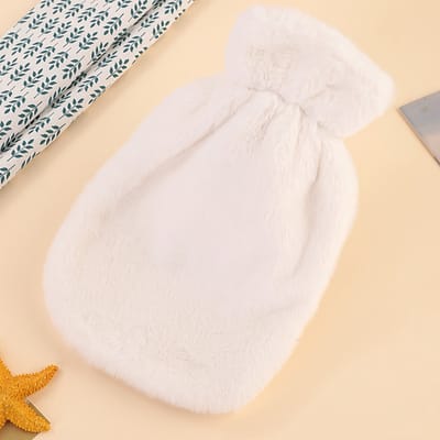 Livé® Warmwaterzak 1L – PVC Fles met Witte Pluche Hoes