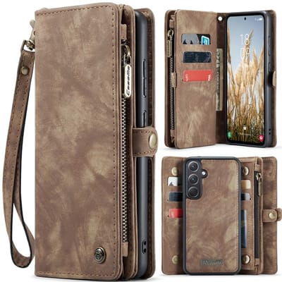 CaseMe Hoesje - Geschikt voor Samsung Galaxy A36 Hoesje - CaseMe 008 2-in-1 Book Case & Back Cover met Portemonnee - Bruin