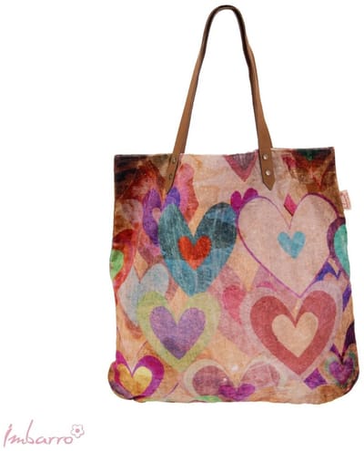 Imbarro - Shopper - Strandtas - Tas - Velours - Hartjes - 50 x 50 cm