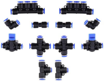 Dailygoods - Pneumatische Aansluitingen - 12-delige Fitting Kit - Ruimtebesparend en Flexibel - Zwart - Voor Automatisering - Professionele Toepassingen