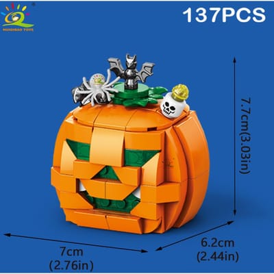 Halloween Bouwstenen Pompoen Spookhuis Treinwagon MOC Bakstenen Set Speelgoed voor Kinderen Huisdecoratie Cadeau with box orange