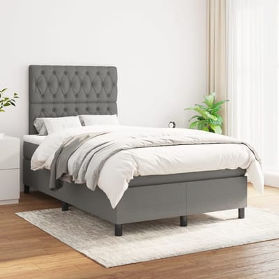 vidaXL - Boxspring - met - matras - stof - donkergrijs - 120x200 - cm
