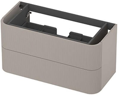 INK - Afgeronde Onderkast Gelakt 2 Laden Softclose met Gefreesd Front Tbv Grepen - 1000x450x520 Mm - Mat Kasjmier Grijs