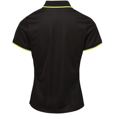 Premier Dames/dames Contrast Coolchecker Poloshirt (Zwart/Kalk)