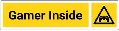 Gamer inside deurbordje met zelfklevende strip | Forex Re materiaal | 20 x 5 cm