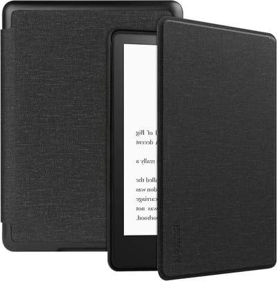 Slimme leren beschermhoes voor Kindle 11e generatie 2022 - Dunne, stijlvolle en duurzame cover in zwart met geverfde afwerking
