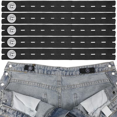Dailygoods- Broekknop Versteller - Tailleband Verlengers - Verstelbare Elastische Extenders - 10 Stuks - Inclusief Naalden en Draad - Geschikt voor Losse Broeken