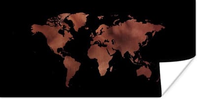 Muurdecoratie - Wereldkaart - Leer - Roze - 80x40 cm - Poster