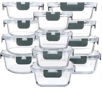 Famanu - Opbergdozen van glas, 12 stuks