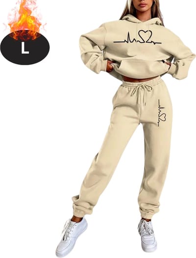 Nivard Joggingpak - Huispak - Volwassenen - Trainingspak - Comfortabel - Joggingsbroek - Tracksuit - Dames - Winter - Abrikoos - L