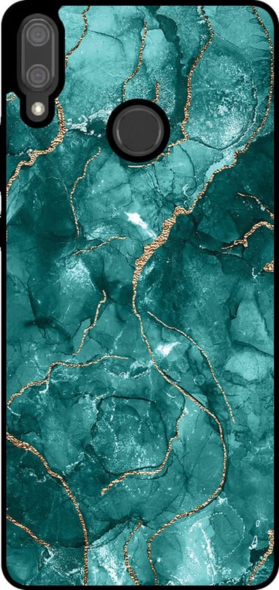 Smartphonica Telefoonhoesje Geschikt voor Huawei Y9 (2019) met marmer opdruk - TPU backcover case marble design - Goud Groen geschikt voor Huawei Y9 (2019)