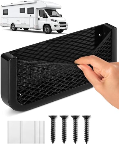 Famanu – Opbergnet voor camper en motorhome – Robuust kunststof frame met elastisch net – Inclusief montagemateriaal