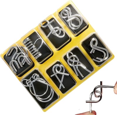 Draadpuzzels Set - Hersenkrakers Ring Puzzel - Cognitieve Groei - Ruimtelijk Denkgereedschap - 14.2 x 18 cm - Metaal