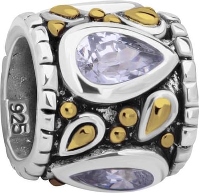 Quiges - 925 - Zilveren - Bedels -Sterling zilver - Beads - Multi Patroon met Zirkonia Druppel Kraal Charm - Geschikt – voor - alle bekende merken - Armband Z420