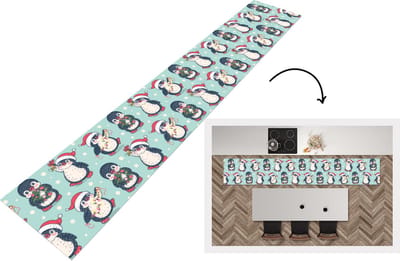 Keukenloper - Loper keuken - Pinguïn - Lichtsnoer - Kerstkrans - Patronen - 300x50 cm - Keukenloper vinyl