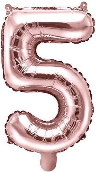 PARTYDECO - Kleine roségouden aluminium cijfer ballon