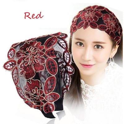 Brede Dames Haarband Effen Kant Turban Effen Elastische Haarbanden Haaraccessoires Hoofdband voor Dames Meisjes Hoofddeksel rood
