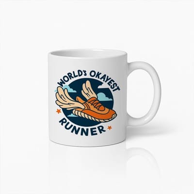 Grappige “World’s Okayest Runner” Witte Mok 330 ml – Hardloop Humor Koffiemok – Perfect Cadeau voor Hardlopers & Fitnessliefhebbers