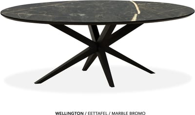 Maxfurn - Ovale eettafel 180x102cm met verjongde rand | Zeer krasvast | Kleur: Marble bromo