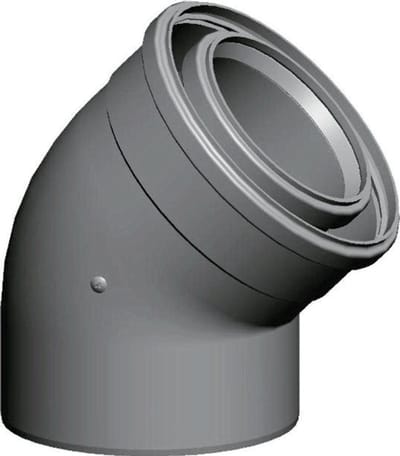 Wolf Rookgasbocht DN110/160 concentrisch 2 stuks, 45 graden, van PP, 2651545