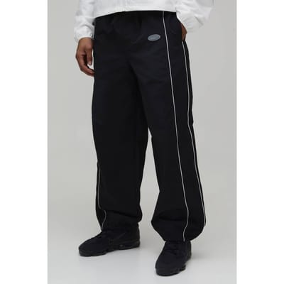 Relaxed Fit Nylon Broek Met Elastische Voorkant Binding En Trekkoord Zoom | Black | Size XS