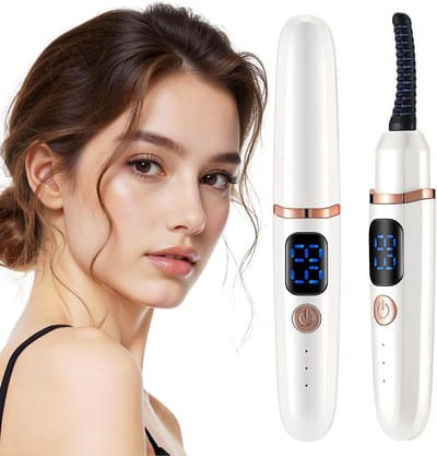 Wimperkruller - Elektrische Wimperkruller - Verwarmde Wimperkruller met Temperatuurweergave - 3 Temperatuurstanden - Oplaadbaar via USB - Geschikt voor Thuis en Reizen - Wit