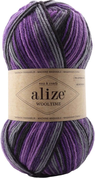 Sokkenwol Alize Wooltime - Easy & Comfy - Superwash - Paars/Roze/Grijs