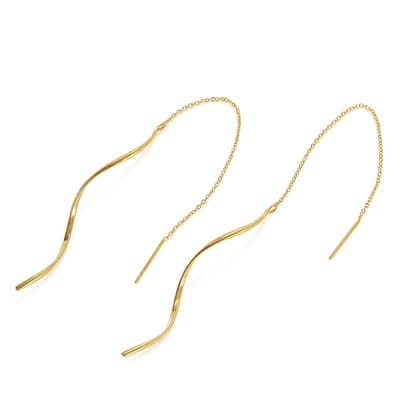 Goudkleurige doortrek oorbellen dames minimalistische ketting oorbellen lange hanger oorbellen golvend design schakel ketting details stijlvolle mode sieraden