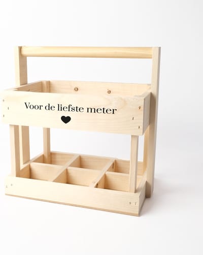Bierkrat - Houten krat - Bierkrat hout - Bier cadeau - Houten bierkrat - Voor de liefste meter - kado - cadeau meter