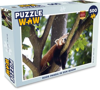 Puzzel Panda - Rood - Hout - Legpuzzel - Puzzel 500 stukjes