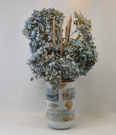 ZoeZo Design - droogstuk - droogbloemen - bloemstuk - in vaas - met vaas - strand - nautisch - Beach - Totale afmeting: H 52 cm Ø 20 cm