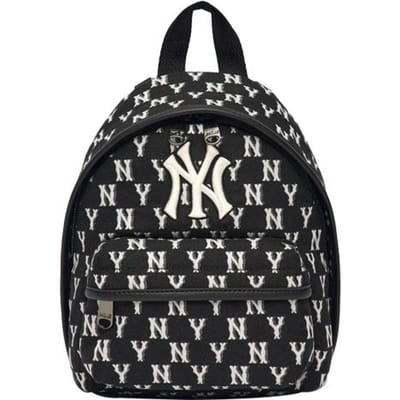 MLB Monogram Serie Vintage Bloemendruk NY Yankees Polyester Rugzak Unisex Rugzakken Zwart 3ABKS012N-50BKS Black