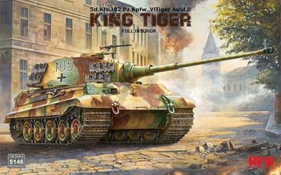Rye Field Model Modelbouwpakket Militaire voertuigen - 5146 Sd.Kfz. 182 Pz.Kpfw. VI Tiger Ausf. B King Tiger met Volledige Interieur WWII - Duitse Zware Tank Plastic - 1:35 - Modelbouw